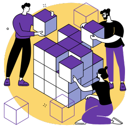 icon-celula-trabajo Equipo de Amsoft desarrollando una nueva solución tecnológica