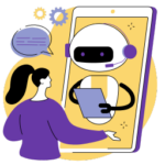 Analista de Amsoft probando chatbot desarrollado para empresa cliente