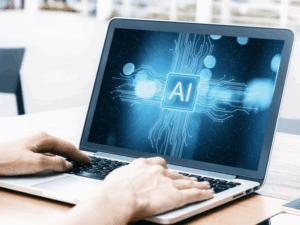 Profesionales analizando datos predictivos generados por IA para optimización de equipos de alto rendimiento