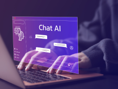 blog-asistentes-conversacionales-ia-empresas-2025 Asistentes conversacionales con IA transformando procesos empresariales en oficina moderna con dashboard inteligente y equipos colaborativos