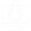 Pantalla de sistema con una flecha ascendente indicando una mejora o actualización