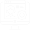 Pantalla de portal web con un ícono de usuario y un ícono de configuración