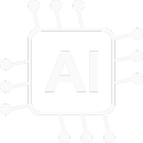 Ícono lineal de chip con las letras AI, representando IA generativa aplicada al desarrollo y la documentación.
