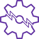 Ícono lineal de engranajes detenidos que representa automatizaciones estancadas y procesos sin prioridad.