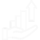 Ícono de una mano sosteniendo una gráfica ascendente, simboliza la escalabilidad de DocJet.app para manejar grandes volúmenes de documentos