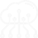 Ícono de nube con conexiones digitales, representa la arquitectura SaaS agnóstica de DocJet.app que opera sin interferir en los procesos internos de la empresa